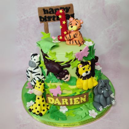 2tier jungle theme cake