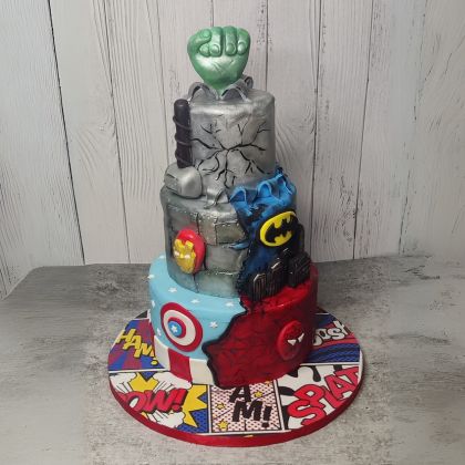 superhero theme cake