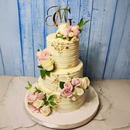 white floral wedding cake